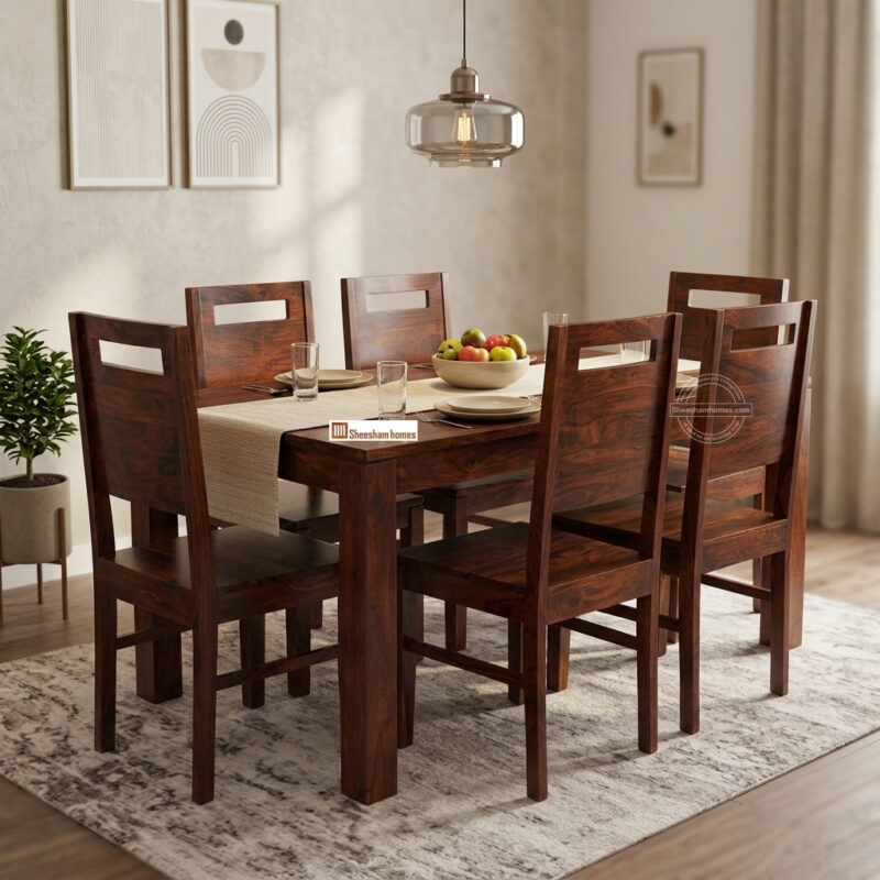 Wooden dining set six seater