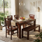 Wooden dining set six seater