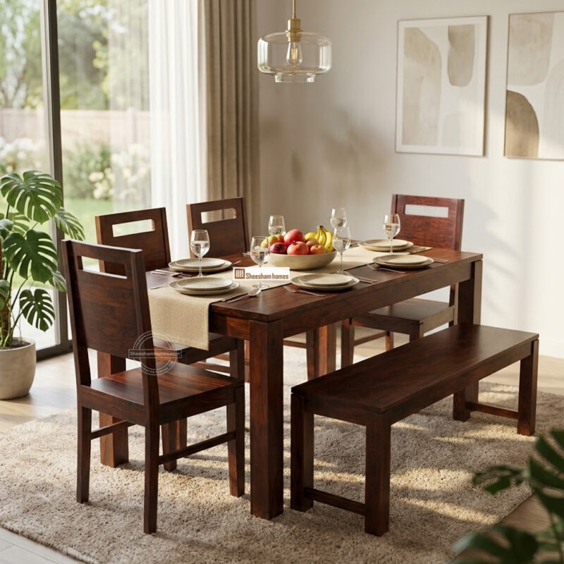 Wooden dining set six seater