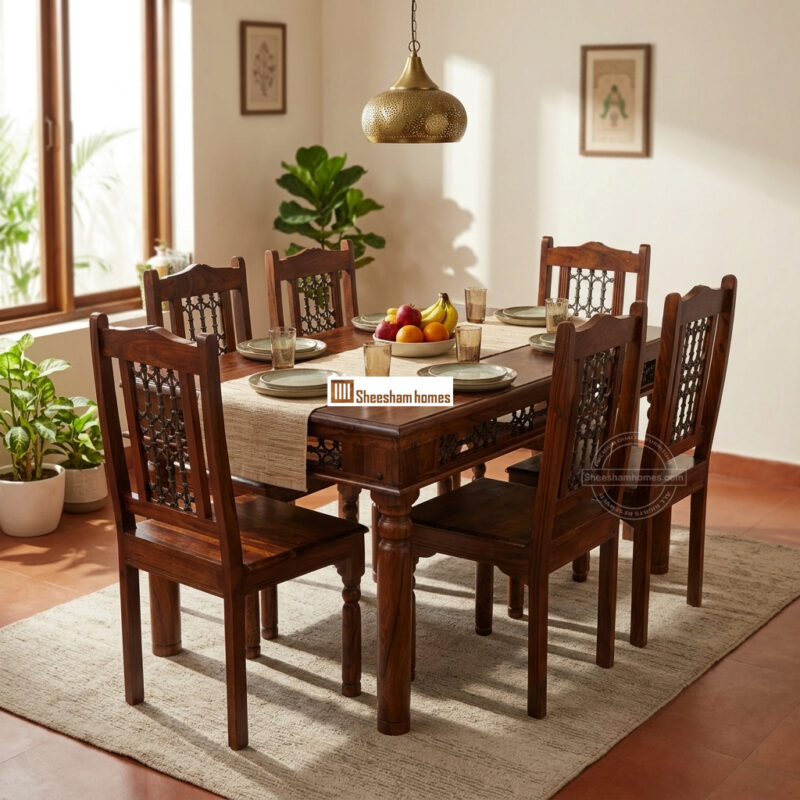 Solid Sheesham wood dining table 6 seater
