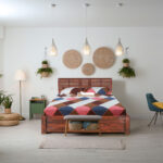 SHEESHAM WOOD BED CURVED HEAD WITH STORAGE