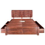 SHEESHAM WOOD BED CURVED HEAD WITH STORAGE - Image 2