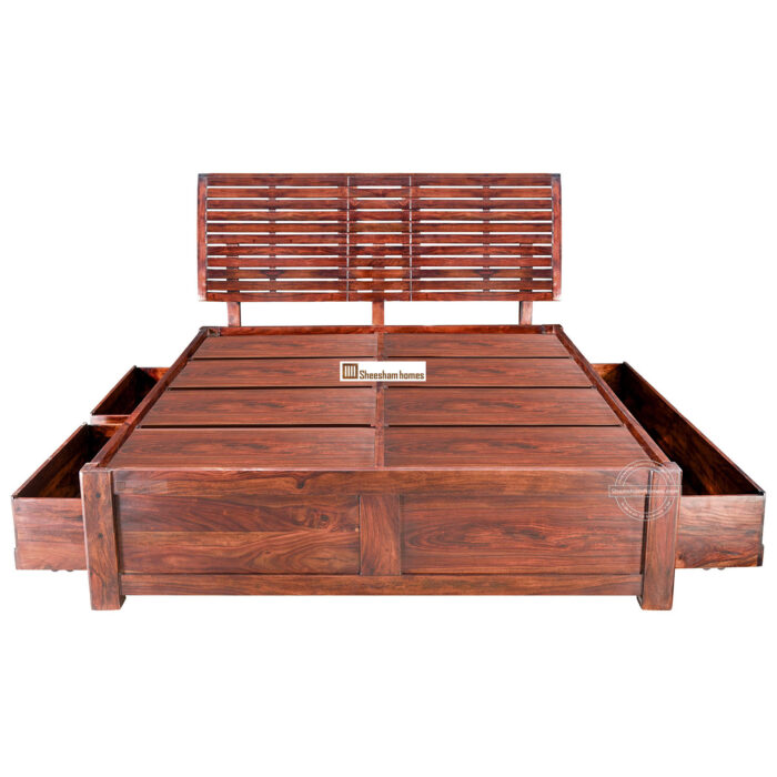 SHEESHAM WOOD BED CURVED HEAD WITH STORAGE - Image 2
