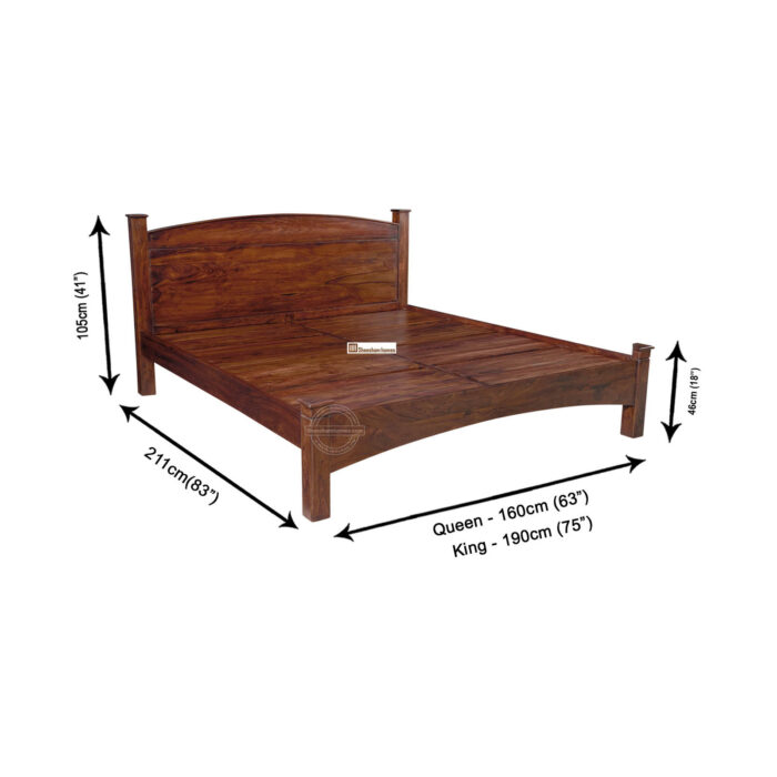 SHEESHAM WOOD BED ROUND HEAD W/O STORAGE - Image 5