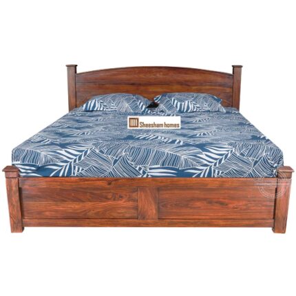 SHEESHAM WOOD BED ROUND HEAD WITH STORAGE