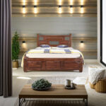 SHEESHAM WOOD BED IRON JALI STORAGE