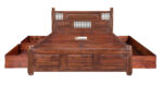 SHEESHAM WOOD BED IRON JALI STORAGE - Image 2