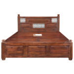 SHEESHAM WOOD BED IRON JALI STORAGE - Image 3