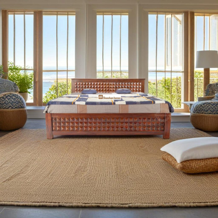SHEESHAM WOOD BED DIAMOND DESIGN W/O STORAGE - Image 1