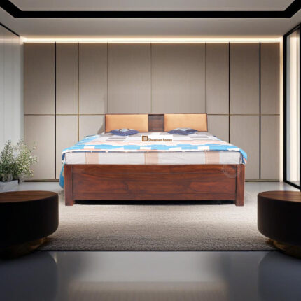 SHEESHAM WOOD BED CROMA WITH STORAGE
