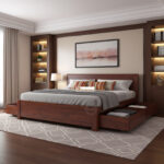 SHEESHAM WOOD BED PLAIN HEAD STORAGE
