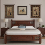 SHEESHAM WOOD BED IRON JALI W/O STORAGE
