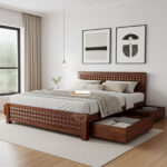 SHEESHAM WOOD BED DIAMOND DESIGN WITH STORAGE