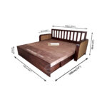 Cosmo Sheesham Wood 3 Seater Sofa Cum Bed With Cane Weaving - Image 8