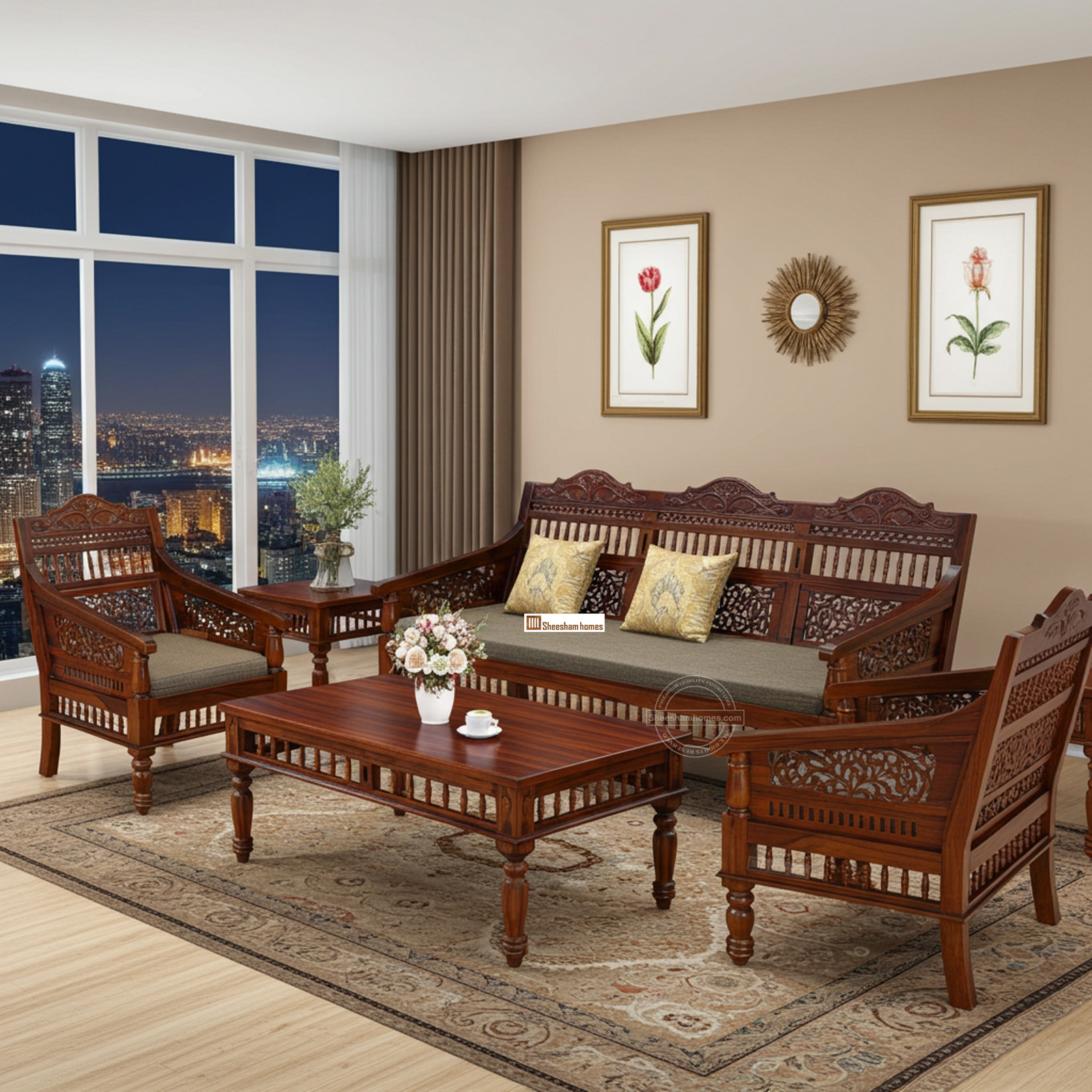 SH0309-01 SOFA SET NIRMAN 3+1+1 Lifestyle Wooden Sofa Set NIRMAAN 3+1+1 - Image 1
