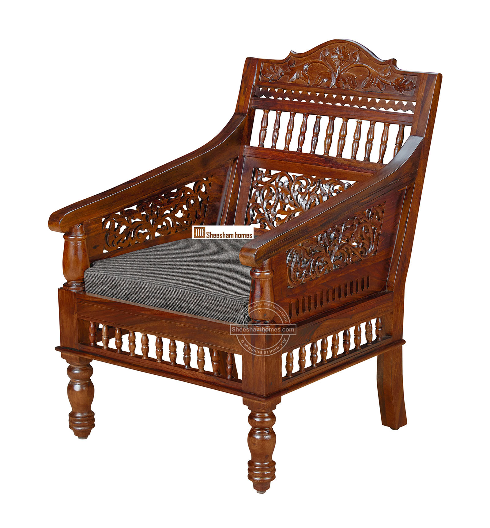 Sheesham Wood Sofa NIRMAAN One Seater - Image 4
