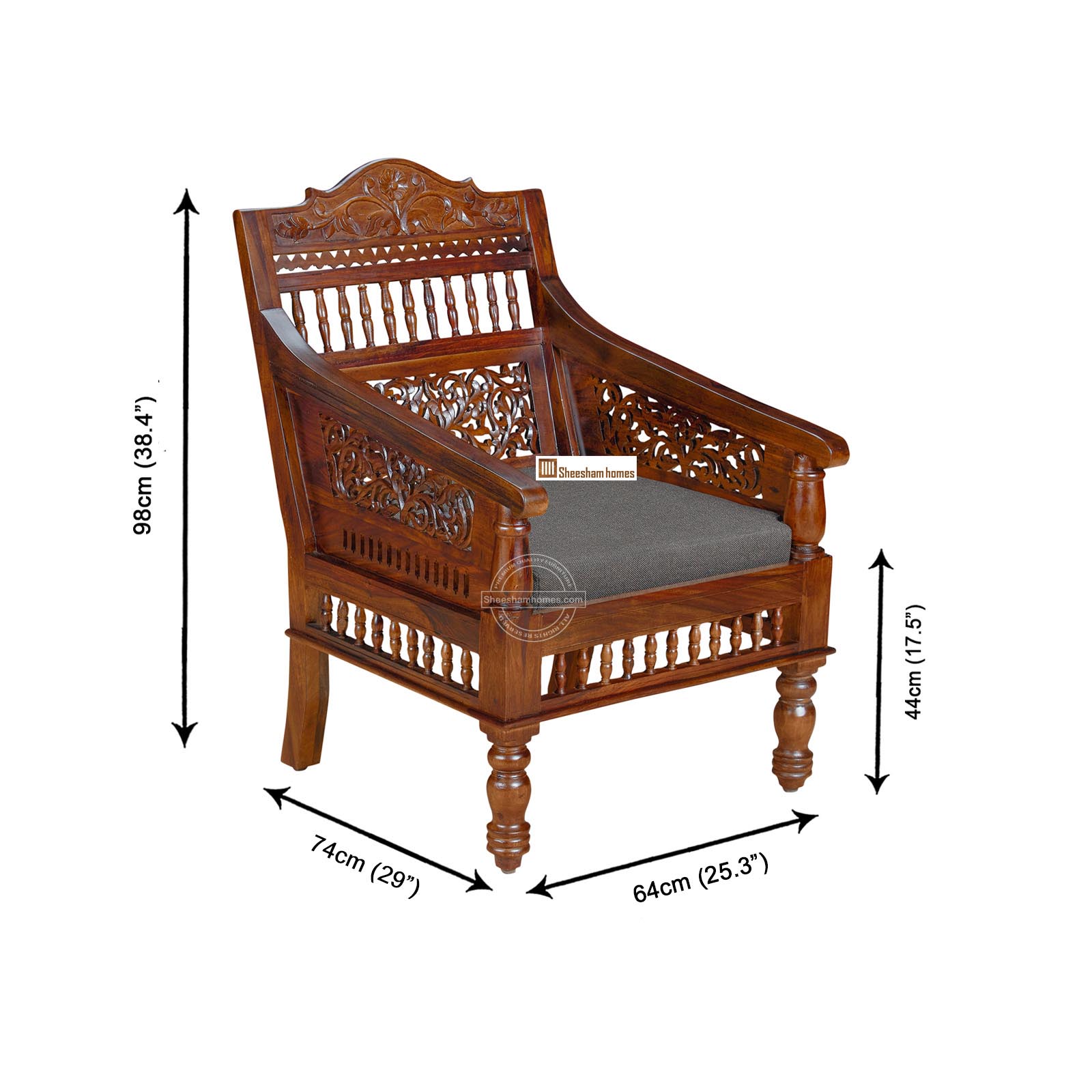 Sheesham Wood Sofa NIRMAAN One Seater - Image 6