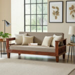 Sheesham Wood Rexolin Sofa Three Seater