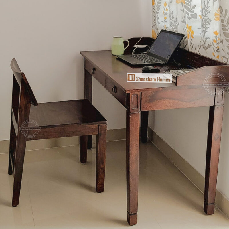 Nova Sheesham Wood Working Table with 2 Drawers and Raised Top Border