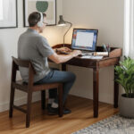 Nova Sheesham Wood Working Table with 2 Drawers and Raised Top Border